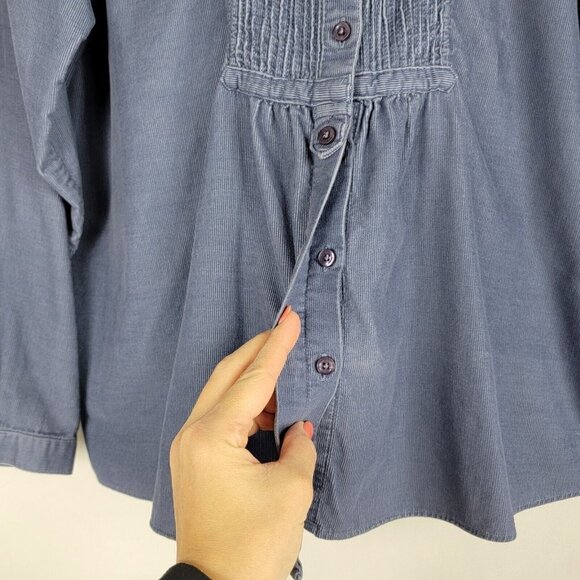 LL Bean Womens Pinwale Corduroy Babydoll Tunic L Smocked Relaxed Cottagecore 90s - Picture 4 of 12